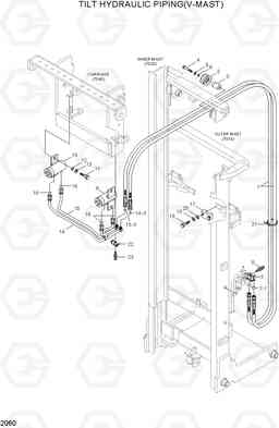 2060 TILT HYDRAULIC PIPING(V-MAST) HBR20/25-7, Hyundai