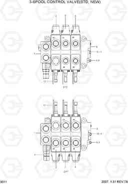 3011 3-SPOOL CONTROL VALVE(NEW) HBR20/25-7, Hyundai