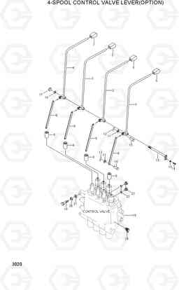 3020 4-SPOOL CONTROL VALVE LEVER(OPTION) HDF15/18, Hyundai