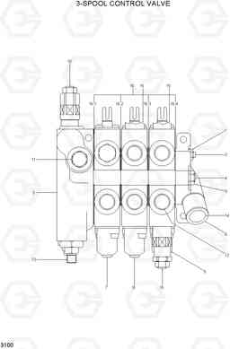 3100 3-SPOOL CONTROL VALVE HDF15/18, Hyundai