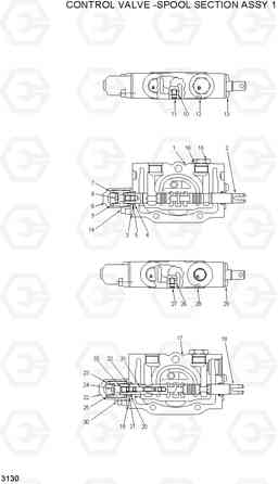 3130 CONTROL VALVE-SPOOL SECTION ASSY 1 HDF15/18, Hyundai