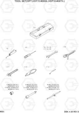 8031 TOOL SET(OPT,HDF15:#0099-,HDF18:#0075-) HDF15/18III, Hyundai