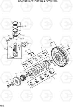 9070 CRANKSHAFT, PISTON & FLYWHEEL HDF15/18III, Hyundai