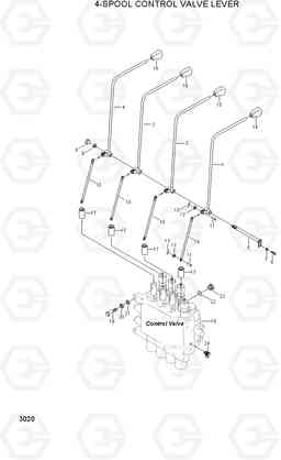 3020 4-SPOOL CONTROL VALVE LEVER HDF20/25/30II, Hyundai