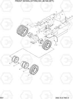 5031 FRONT WHEEL-D/TIRE(30II,-#2100,OPT) HDF20/25/30II, Hyundai