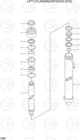 7050 LIFT CYLINDER(HDF20/25II,STD) HDF20/25/30II, Hyundai