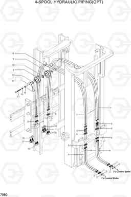7080 4-SPOOL HYDRAULIC PIPING(OPT) HDF20/25/30II, Hyundai