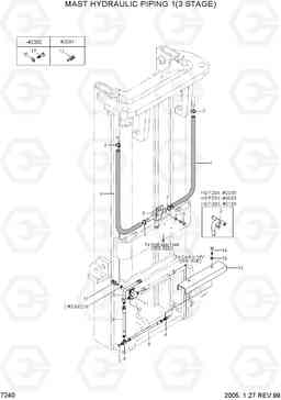 7240 MAST HYDRAULIC PIPING 1(3 STAGE) HDF20/25/30II, Hyundai