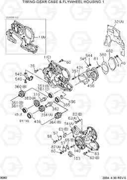 9080 TIMING GEAR CASE & FLYWHEEL HOUSING 1 HDF20/25/30II, Hyundai