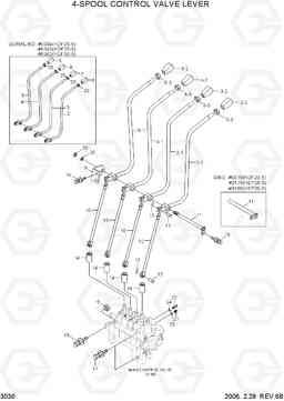 3030 4-SPOOL CONTROL VALVE LEVER HDF20/25/30-5, Hyundai