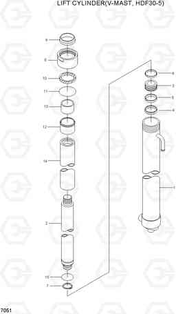 7051 LIFT CYLINDER(V-MAST,HDF30-5) HDF20/25/30-5, Hyundai