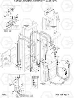 7295 4-SPOOL HYDRAULIC PIPING(TF-MAST,NEW) HDF20/25/30-5, Hyundai