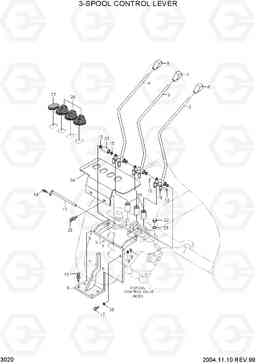 3020 3-SPOOL CONTROL LEVER HDF35/45III, Hyundai