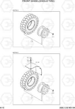 6110 FRONT WHEEL(SINGLE TIRE) HDF35/45III, Hyundai