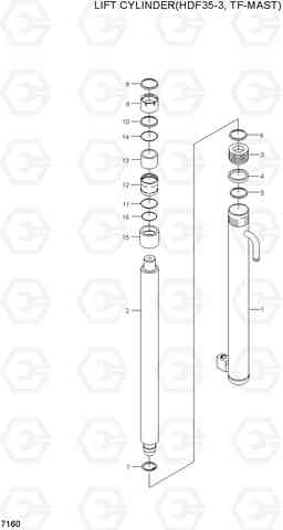 7160 LIFT CYLINDER(HDF35-3,TF-MAST) HDF35/45III, Hyundai