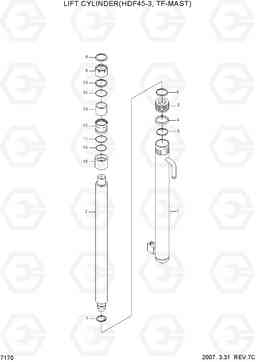 7170 LIFT CYLINDER(HDF45-3,TF-MAST) HDF35/45III, Hyundai