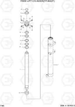 7180 FREE LIFT CYLINDER(TF-MAST) HDF35/45III, Hyundai