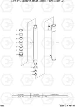 7360 LIFT CYLINDER(VF-MAST,#0370-,HDF35 ONLY) HDF35/45III, Hyundai