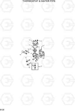 9120 THERMOSTAT & WATER PIPE HDF35/45III, Hyundai