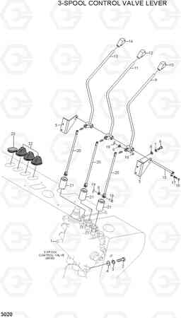3020 3-SPOOL CONTROL VALVE LEVER HDF35/45AII, Hyundai