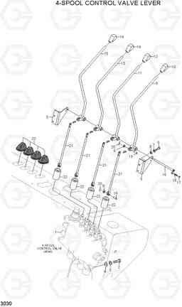 3030 4-SPOOL CONTROL VALVE LEVER HDF35/45AII, Hyundai