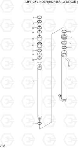 7151 LIFT CYLINDER(HDF45AII,3 STAGE) HDF35/45AII, Hyundai