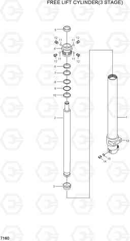 7160 FREE LIFT CYLINDER(3 STAGE) HDF35/45AII, Hyundai