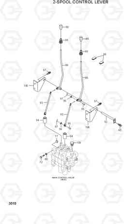 3010 2-SPOOL CONTROL LEVER HDF50/70III, Hyundai