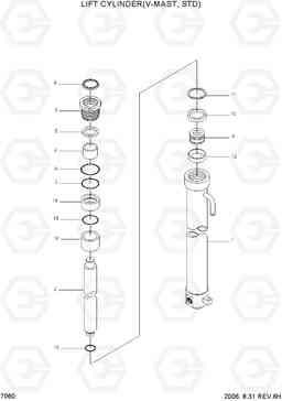 7060 LIFT CYLINDER(V-MAST,STD) HDF50/70III, Hyundai