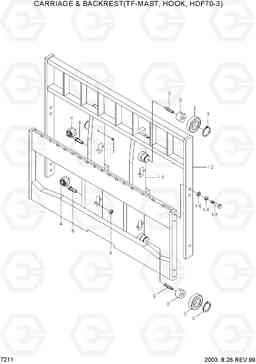 7211 CARR & BACKREST(TF-MAST,HOOK,HDF70-3) HDF50/70III, Hyundai