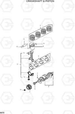 9070 CRANKSHAFT & PISTON HDF50/70III, Hyundai