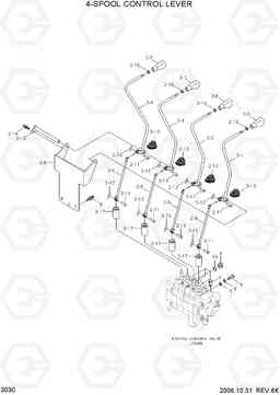 3030 4-SPOOL CONTROL LEVER HDF50/70-7, Hyundai