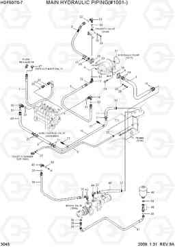 3045 MAIN HYDRAULIC PIPING(#1001-) HDF50/70-7, Hyundai