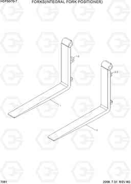 7061 FORKS(INTEGRAL FORK POSITIONER) HDF50/70-7, Hyundai