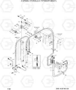 7190 3-SPOOL HYDRAULIC PIPING(TF-MAST) HDF50/70-7, Hyundai