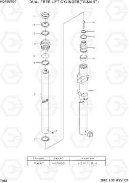 7380 DUAL FREE LIFT CYLINDER(TS-MAST) HDF50/70-7, Hyundai