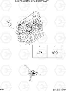 A240 ENGINE WIRING & TENSION PULLEY HDF50/70-7, Hyundai