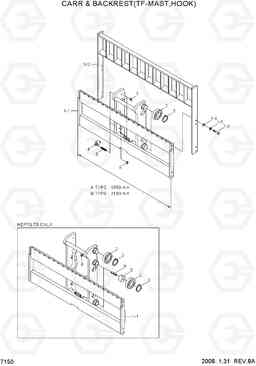 7150 CARR & BACKREST(TF-MAST,HOOK) HDF50/70-7S, Hyundai