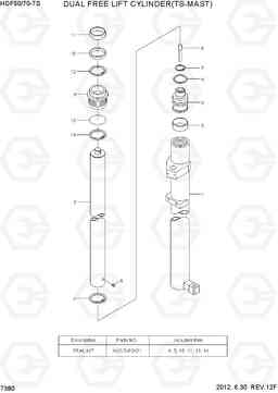 7380 DUAL FREE LIFT CYLINDER(TS-MAST) HDF50/70-7S, Hyundai