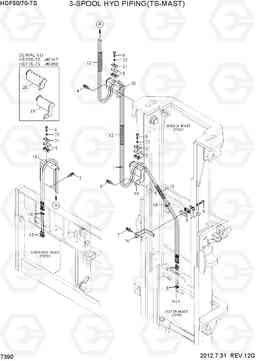 7390 3-SPOOL HYD PIPING(TS-MAST) HDF50/70-7S, Hyundai