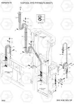 7410 5-SPOOL HYD PIPING(TS-MAST) HDF50/70-7S, Hyundai