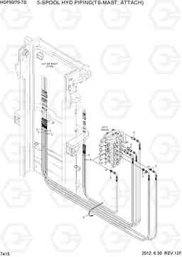 7415 5-SPOOL HYD PIPING(TS-MAST, ATTACH) HDF50/70-7S, Hyundai