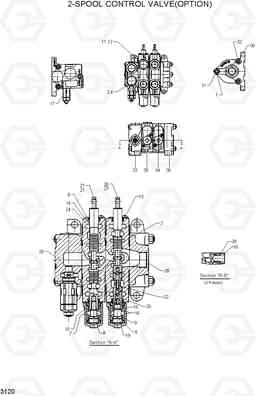 3120 2-SPOOL CONTROL VALVE(OPTION) HDF50/70A, Hyundai