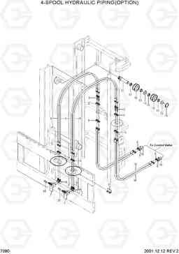 7080 4-SPOOL HYDRAULIC PIPING(OPTION) HDF50/70A, Hyundai