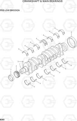8050 CRANKSHAFT & MAIN BEARING HL25C, Hyundai