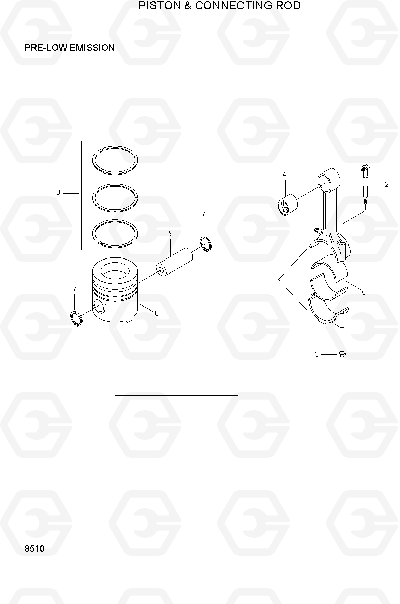 8340 PISTON AND CONNECTING ROD HL25C, Hyundai