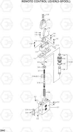 2042 REMOTE CONTROL LEVER(3-SPOOL) HL35C, Hyundai