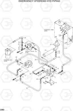 2080 EMERGENCY STEERING HYD PIPING HL720-3, Hyundai