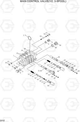 2112 MAIN CONTROL VALVE(1/2, 3-SPOOL) HL720-3(#0053-), Hyundai