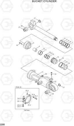 2200 BUCKET CYLINDER HL720-3(#0053-), Hyundai
